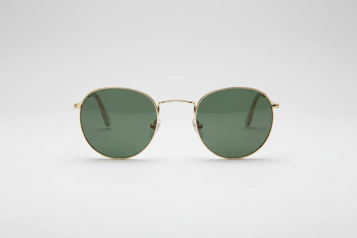 GREEN ROUND SUNGLASSES MIRRORED GOLD LENSES VON DUTCH NWT Round Steampunk Mirrored Sunglasses | Wynwood Shop main image 4